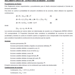 Reglamento CIRSOC 601 - Estructuras de madera - Acciones