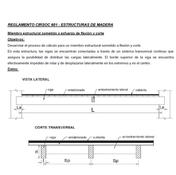 Miembro de madera sometido a flexión y corte según CIRSOC-601
